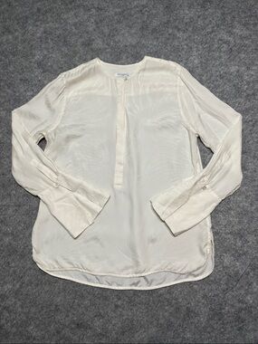 Equipment White Cream Long-Sleeve Silk Blouse